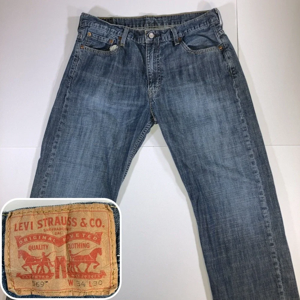 Levi's 569 Jeans Men's 34x30 Blue Loose Straight 100% Cotton Denim